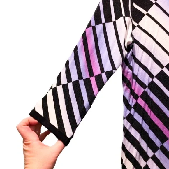 Dana Buchman Mod Stripe Blouse 3/4 Sleeve Pink Purple White Stripes - Picture 5 of 9